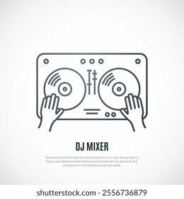 DJ mixer simple line icon. Stock vector illustration.