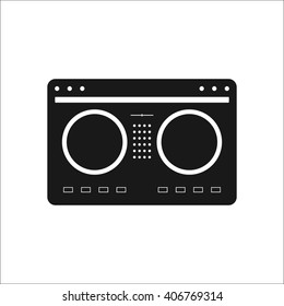 Dj mixer station sign  simple icon on background
