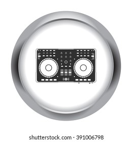 DJ mixer station simple icon  on round background