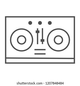 Dj mixer thin line icon, music and sound, turntable sign, vector graphics, a linear pattern on a white background, eps 10.