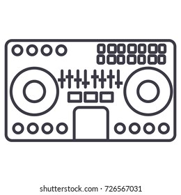 dj mixer,mixing music,party,techno vector line icon, sign, illustration on background, editable strokes