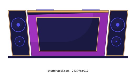 Dj consola de mezcla 2D objeto de dibujos animados lineal. Entretenimiento de fiesta. Disco jockey tornamesa en club nocturno aislado línea vector elemento de fondo blanco. Ilustración de punto plano de color de equipo de reproducción de música