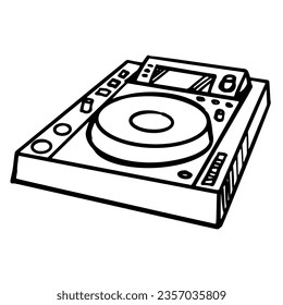 D'j mixing console doodle vector illustration. Night club, after party, festival. Aesthetic DJ equipment. Mixing studio. For postcard, poster, t-shirts, bags.