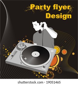 dj mixing on decorative background,party flyer design
