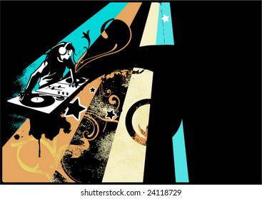 dj mixing rhytms in popart colors