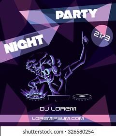 Dj mixing sound Disco Techno Electronic Audio Night Party Poster