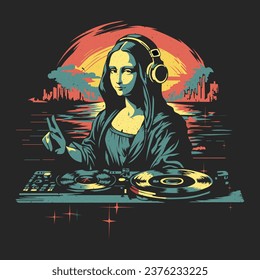 Dj Mona Lisa Design Vector Illustration