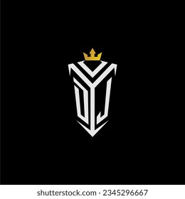 DJ monogram logo initial for shield  crown style design