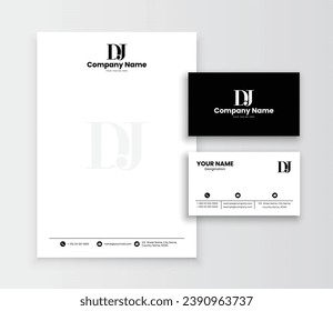 DJ, Monogram,  logo, Letterhead, Business Card, eps