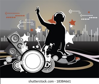 Dj, music concept, vector illustration