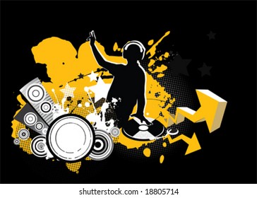 Dj, concepto musical, ilustración vectorial