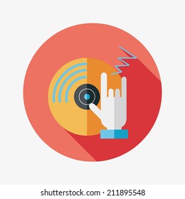 DJ music flat icon with long shadow,eps10