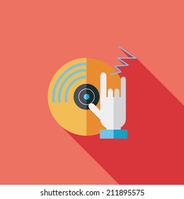 DJ music flat icon with long shadow,eps10