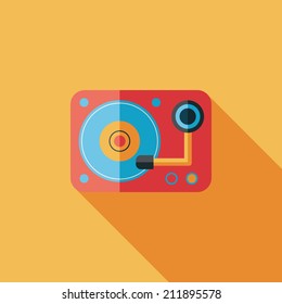 DJ music flat icon with long shadow,eps10