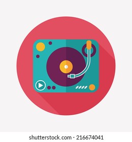 DJ music flat icon with long shadow,eps10