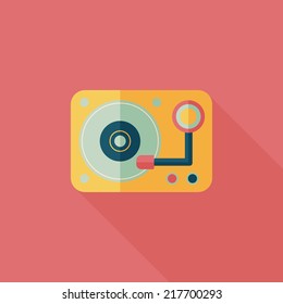DJ music flat icon with long shadow,eps10