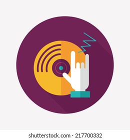 DJ music flat icon with long shadow,eps10