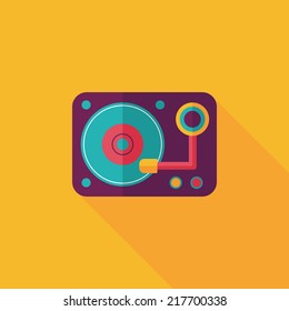 DJ music flat icon with long shadow,eps10