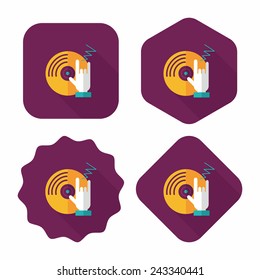 DJ music flat icon with long shadow,eps10