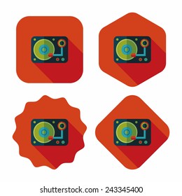 DJ music flat icon with long shadow,eps10