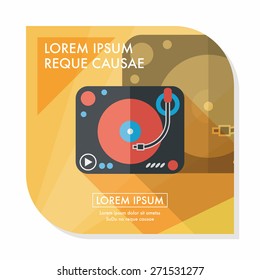 DJ music flat icon with long shadow,eps10