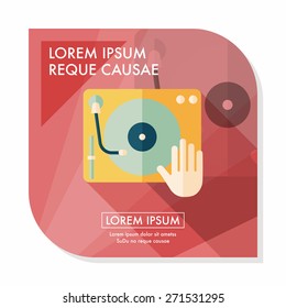 DJ music flat icon with long shadow,eps10