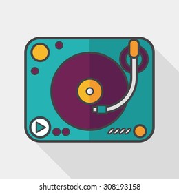 DJ music flat icon with long shadow,eps10