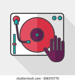 DJ music flat icon with long shadow,eps10
