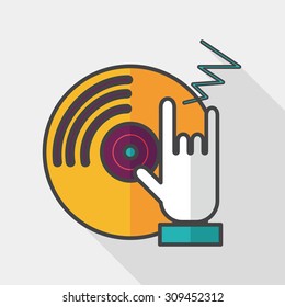 DJ music flat icon with long shadow, eps10
