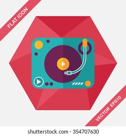 DJ music flat icon with long shadow,eps10