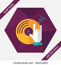 DJ music flat icon with long shadow,eps10