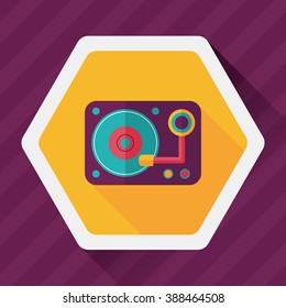 DJ music flat icon with long shadow,eps10