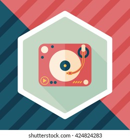 DJ music flat icon with long shadow,eps10