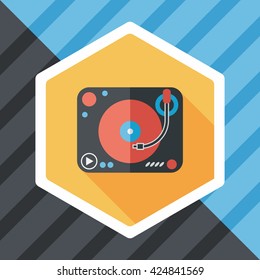 DJ music flat icon with long shadow,eps10