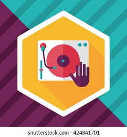 DJ music flat icon with long shadow,eps10