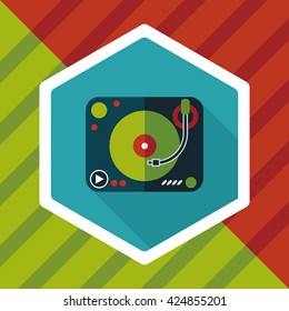 DJ music flat icon with long shadow,eps10