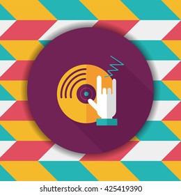 DJ music flat icon with long shadow,eps10