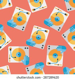 DJ music flat icon,eps10 seamless pattern background