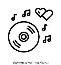 Dj Music Icon. Line Art Style Design Isolated On White Background