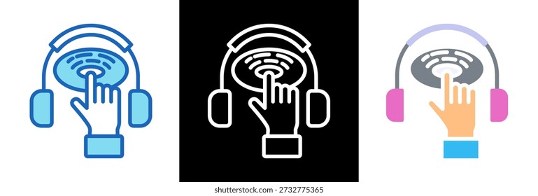 Dj Music Icon triplestyle Vector Illustration