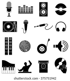 DJ music icons set
