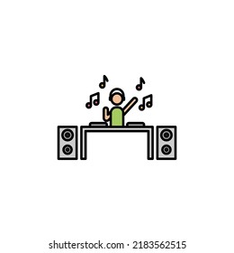 dj, music line icon. Elements of wedding illustration icons. Signs, symbols can be used for web, logo, mobile app, UI, UX