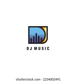 DJ music logo design initial vector template color