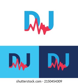 DJ music logo design vector templet, 