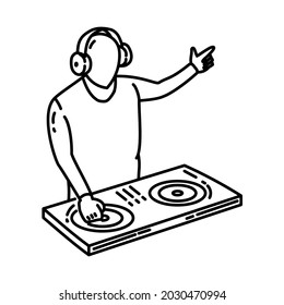 DJ Music Party for Party Equipment Device Hand Drawn Icon Set Vector.