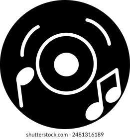 DJ music record vector icon. CD disc and music note icon. Replaceable vector design.