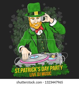 DJ music at the St. Patrick's Day party editable layers vector