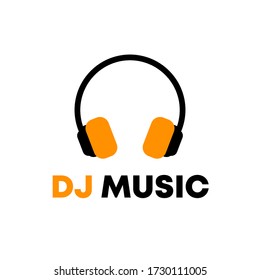 DJ Music vector logo - headphone music icon 