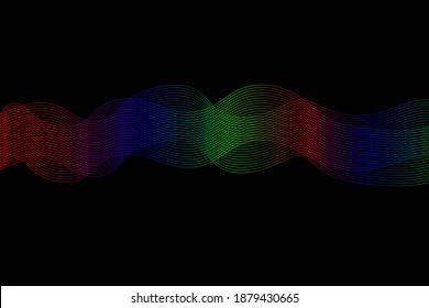 ondas de sonido musical DJ en múltiples colores fondo abstracto aislado en ilustración vectorial de fondo negro.
