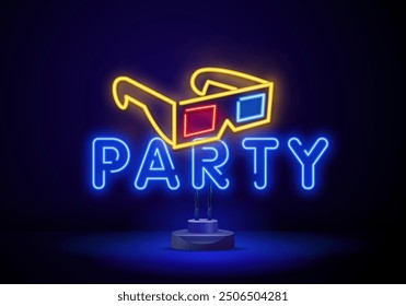 DJ Musician Neon Light Glowing Vector Illustration. Party Music Illustration Dark Background